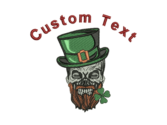 Shamrock Skull Embroidery Pattern For St Patrick's Day