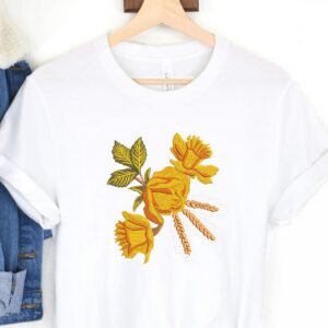 Flower Machine Embroidery Pattern, Yellow Wildflower